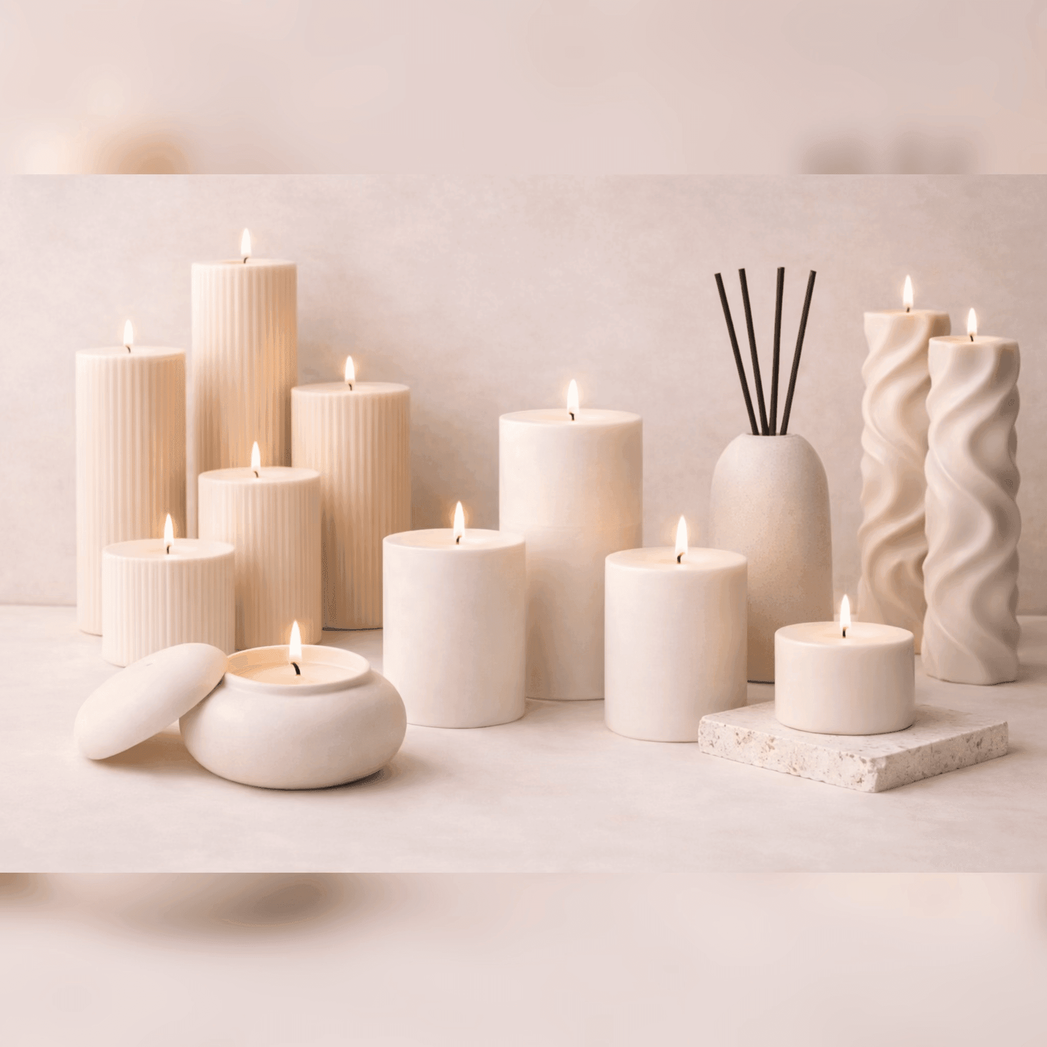 Sculptural candles in four sizes